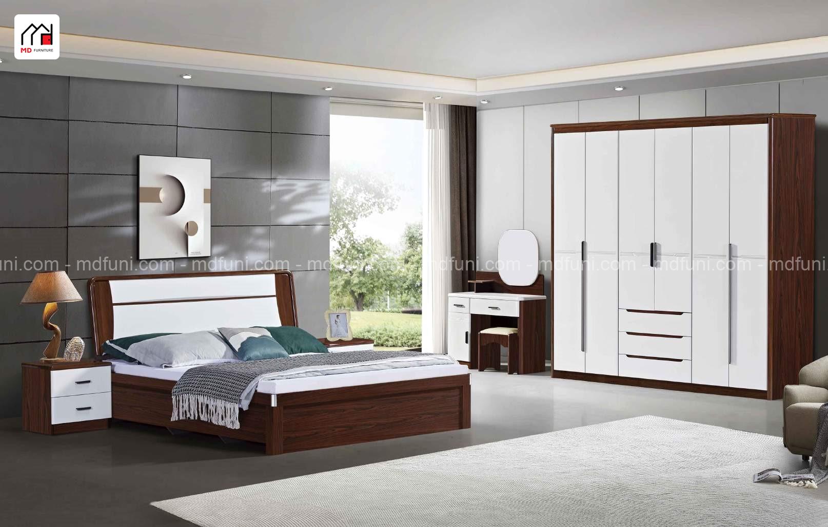 Bộ giường tủ bàn trang điểm đẹp nhập khẩu 2686# 4 2686 1m8