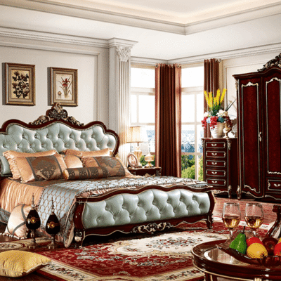 Giường ngủ gỗ màu nâu tân cổ điển G8823N 23 8823.2