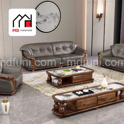 Bộ Sofa Gỗ Mun Da Bò Nhập Khẩu MD-H75#