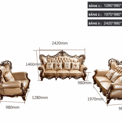 Sofa tân cổ điển da phong cách Pháp sang trọng SF-921# 30 SF921.11