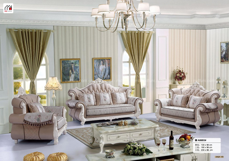 Bộ sofa nỉ tân cổ điển nhập khẩu MD-8693# 2 SFTCD8693