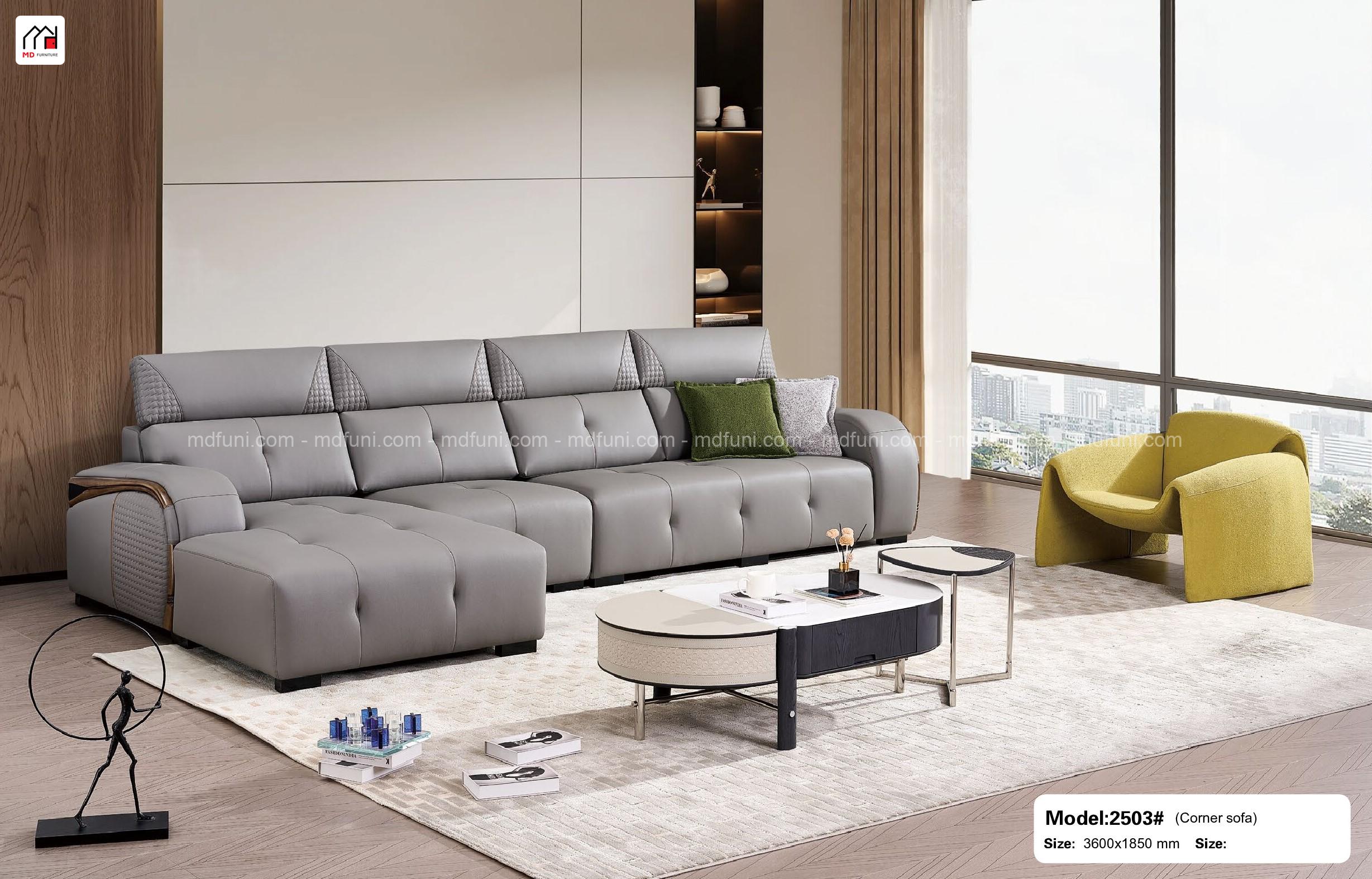Sofa Góc L Bọc Da Sinh Thái Nhập Khẩu MD-2503#