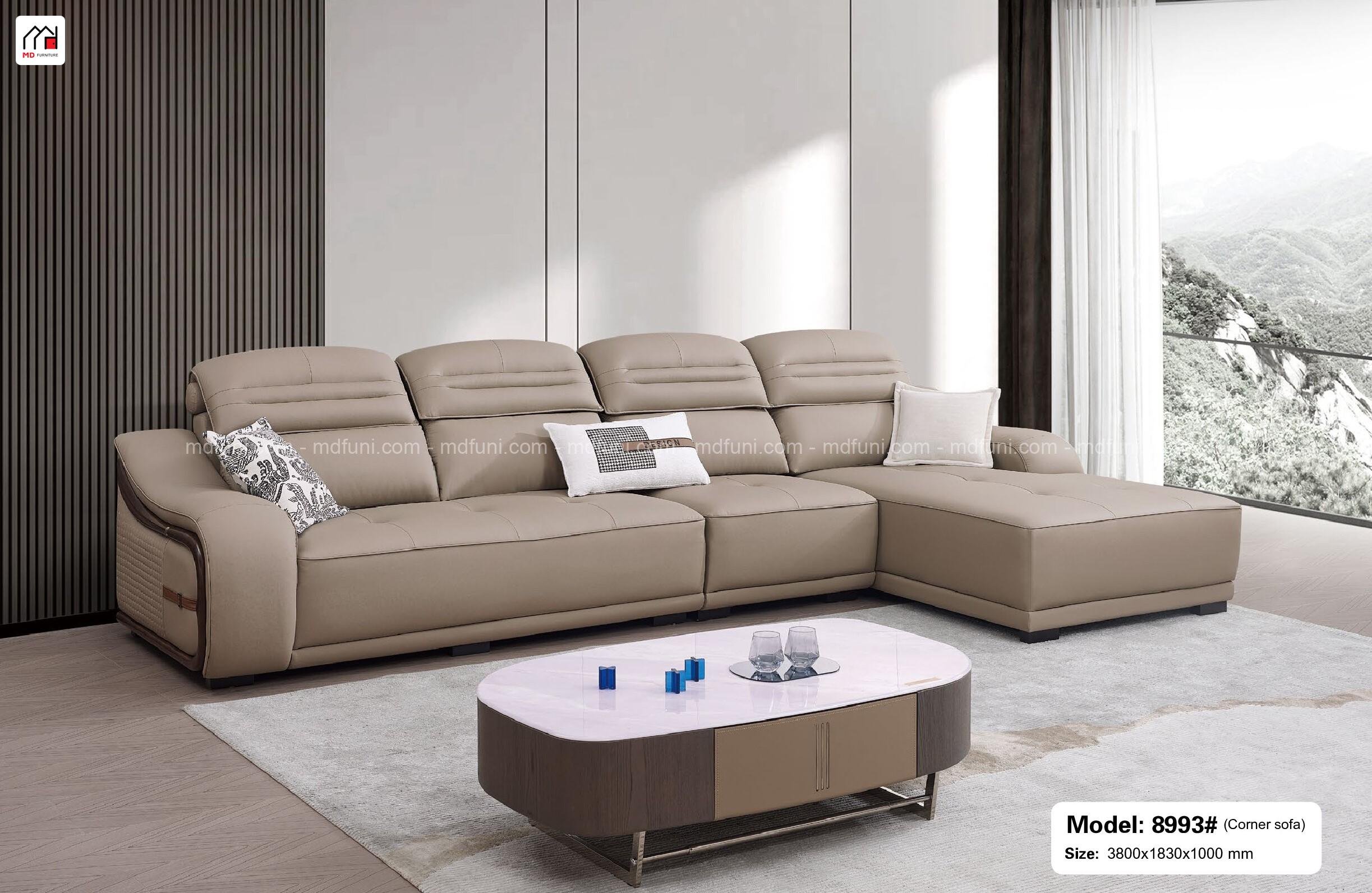 Sofa Góc L Bọc Da Sinh Thái Nhập Khẩu MD-8993#