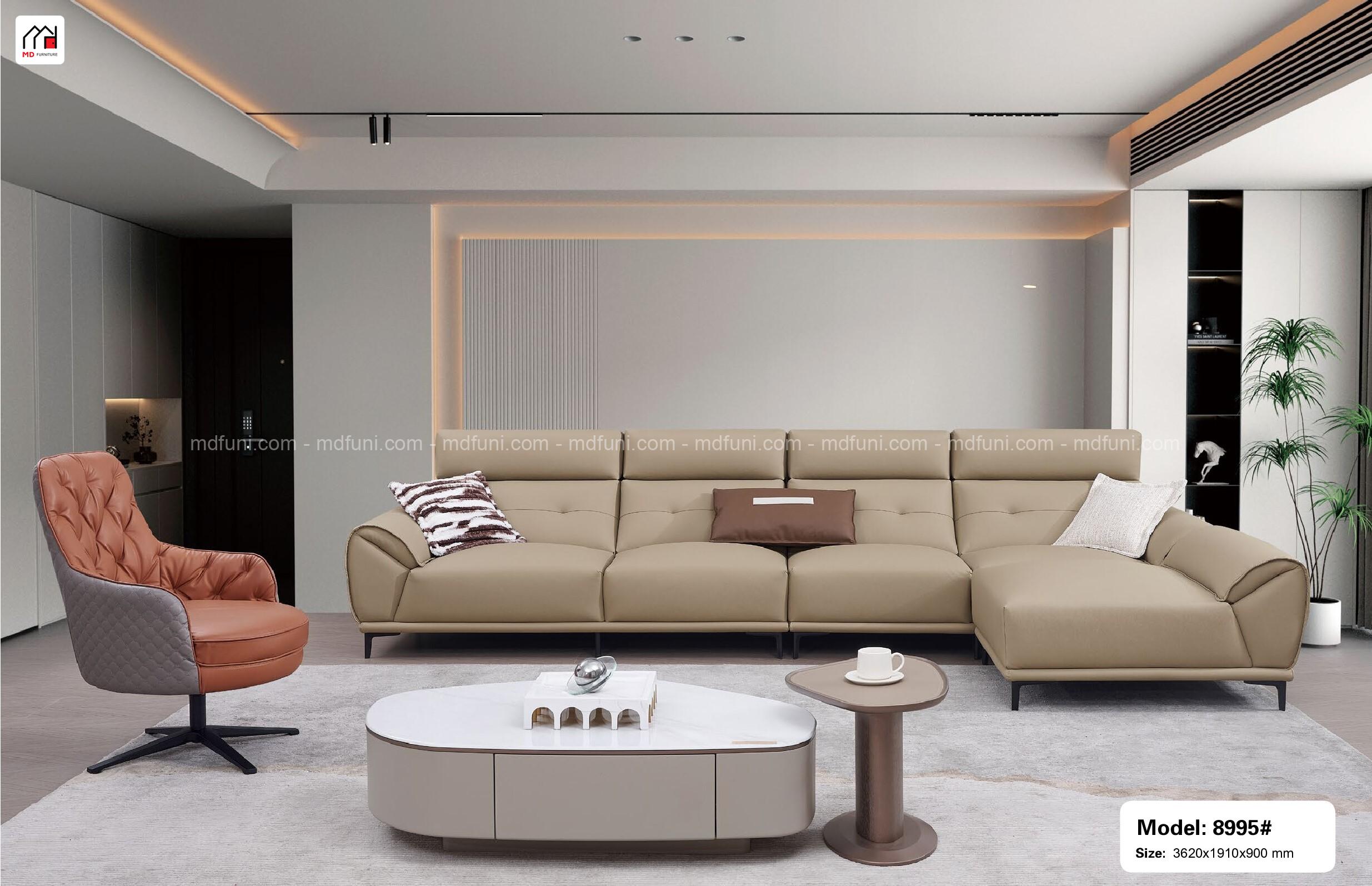 Sofa Góc L Bọc Da Sinh Thái Nhập Khẩu MD-8995#