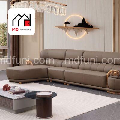 Sofa Gỗ Mun Góc L Bọc Da Siêu Sợi Nhập Khẩu MD-512#