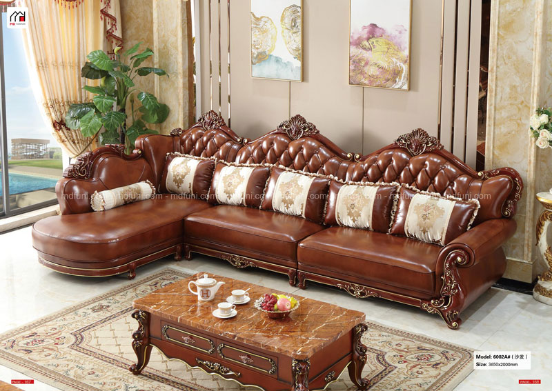 Bộ sofa góc tân cổ điển nhập khẩu MD-6002# 2 TCD 6002A