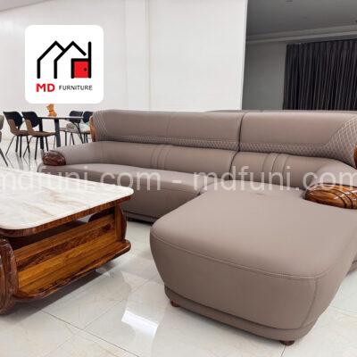 Sofa Da Siêu Sợi Gỗ Mun Nhập Khẩu MD-518-2# 14 G518 1