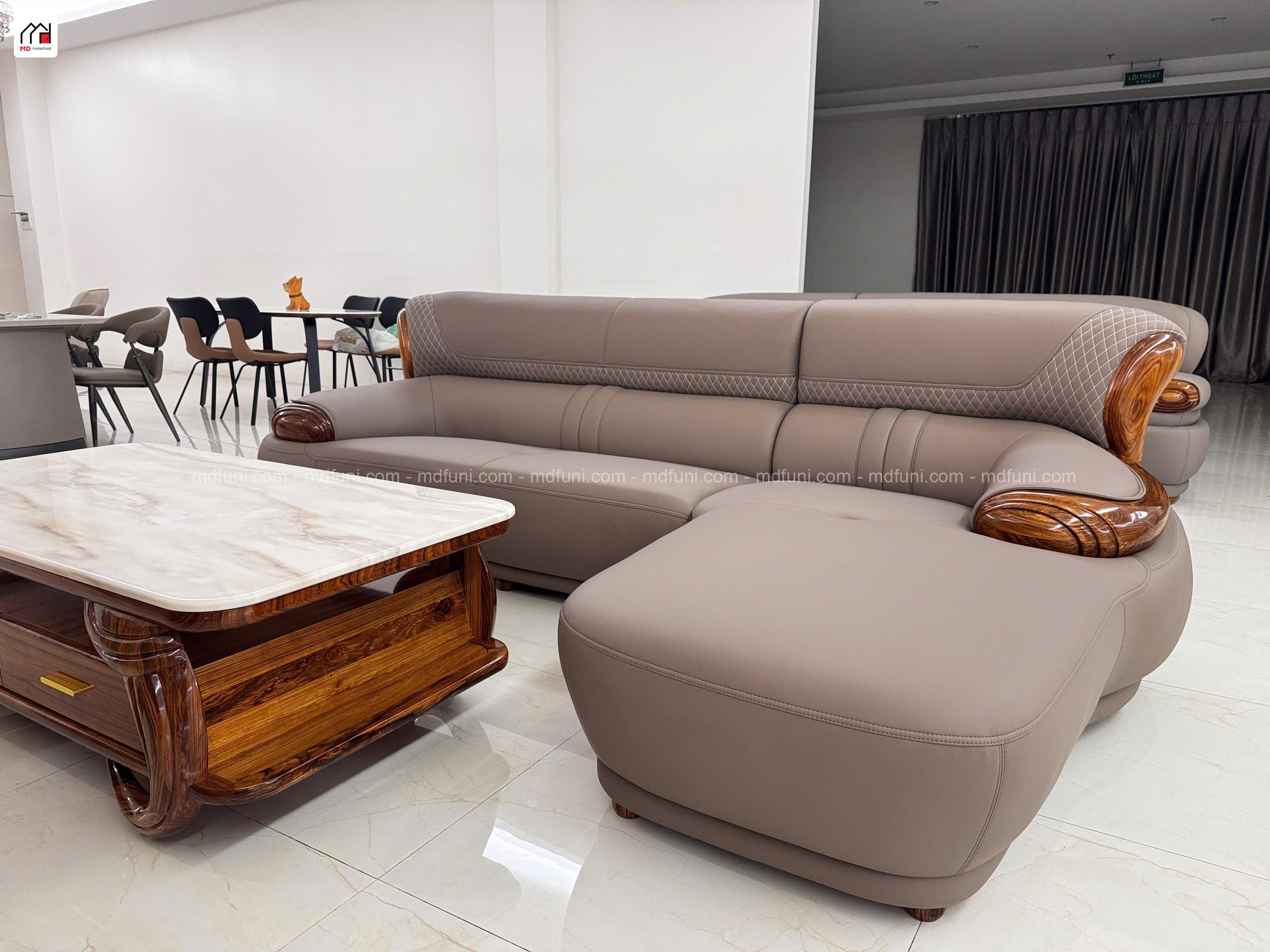 Sofa Da Siêu Sợi Gỗ Mun Nhập Khẩu MD-518-2# 23 G518 1