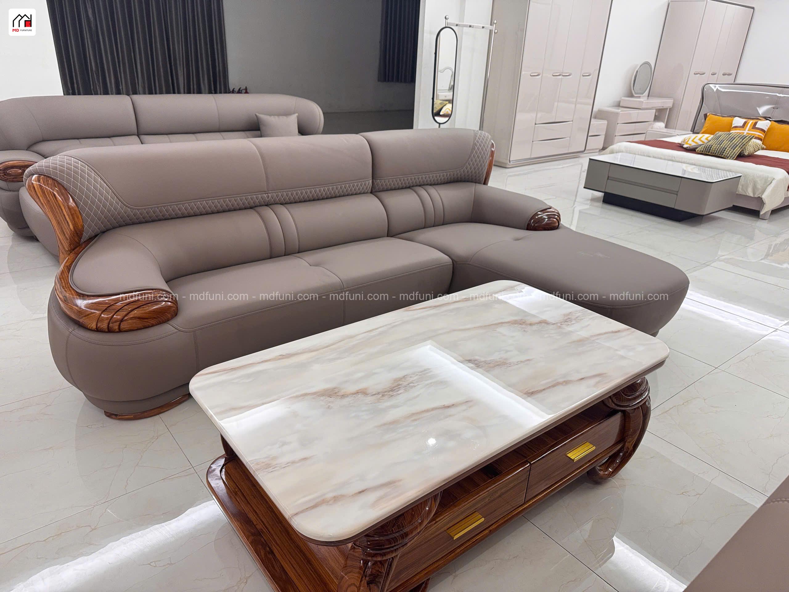 Sofa Da Siêu Sợi Gỗ Mun Nhập Khẩu MD-518-2# 12 G518 4