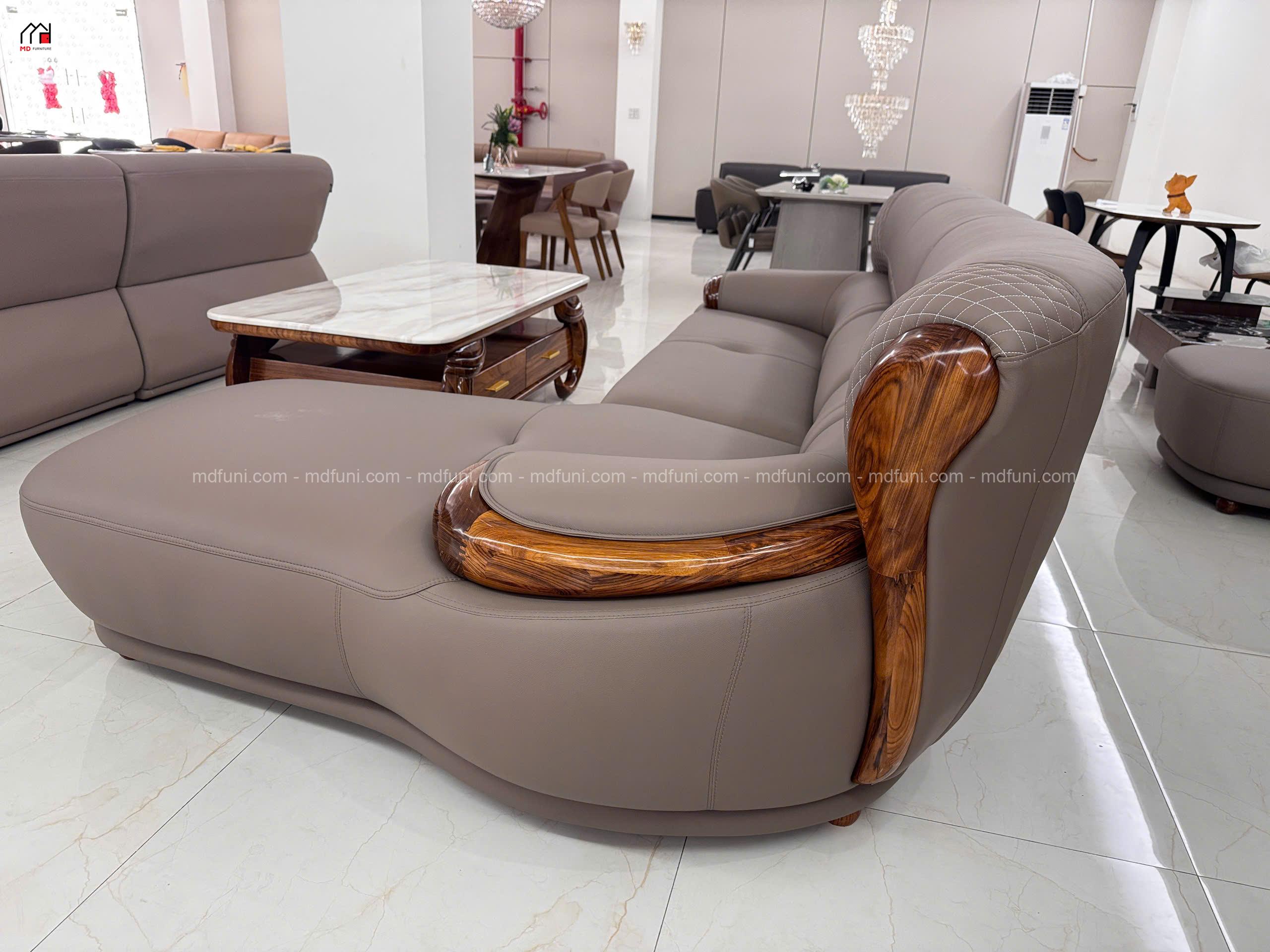 Sofa Da Siêu Sợi Gỗ Mun Nhập Khẩu MD-518-2# 8 G518 5