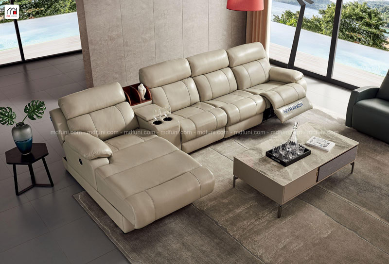 Sofa Da Bò Thư Giãn Chỉnh Điện Góc L Nhập Khẩu MD-835#