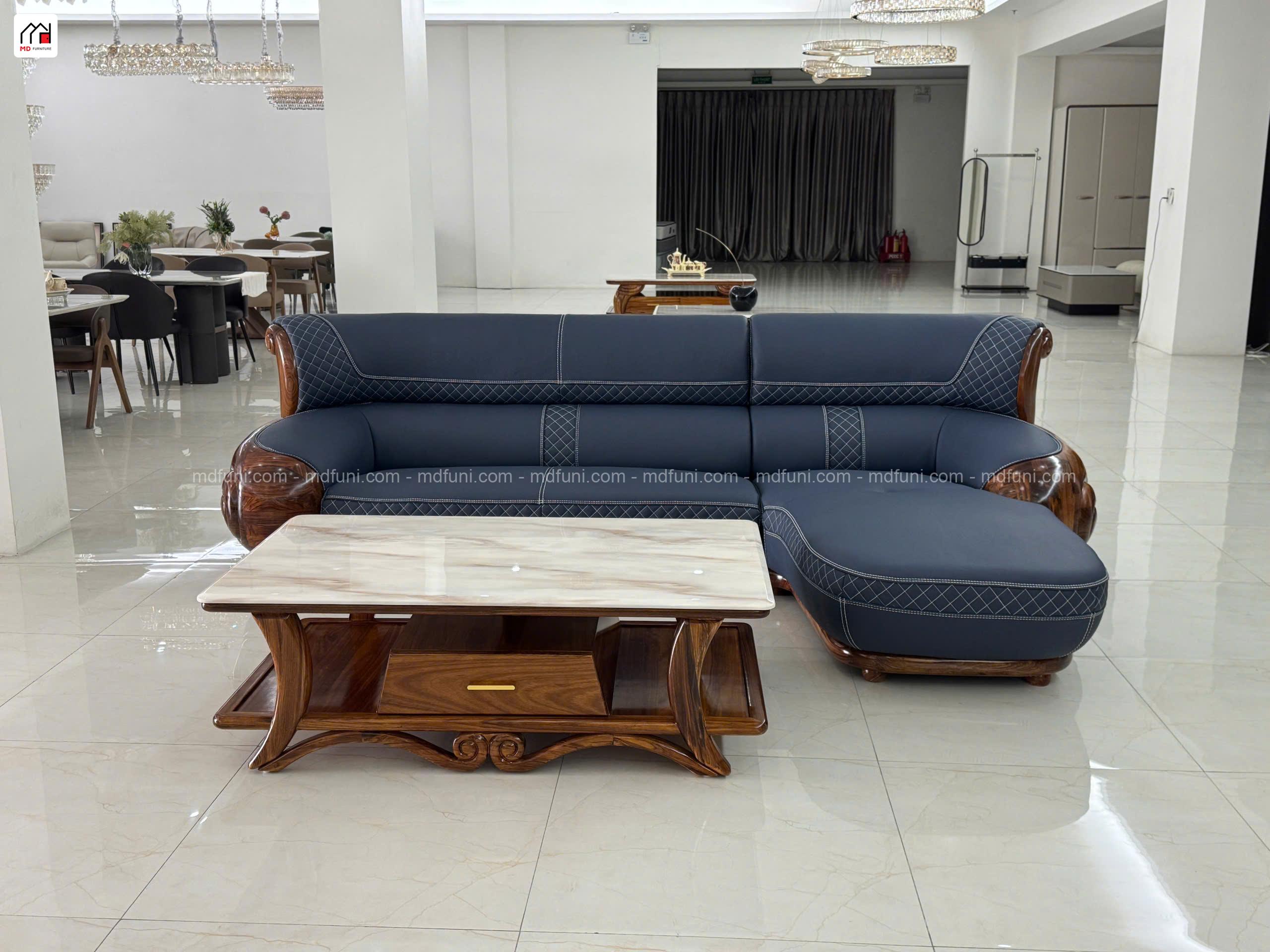 Sofa Da Bò Gỗ Mun Nhập Khẩu MD-39# 11 SOFA GO MUN DA BO H39 1 29m