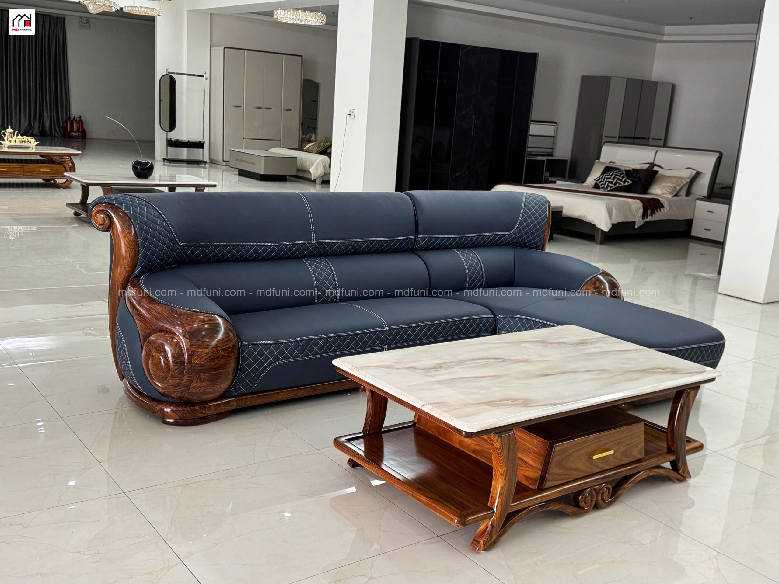 Sofa Da Bò Gỗ Mun Nhập Khẩu MD-39# 14 SOFA GO MUN DA BO H39 4