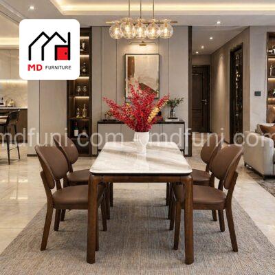 Bộ Bàn Ăn 1m4 Gỗ Sồi Tự Nhiên Mặt Đá MD-6052# 8 Ban 6052.1