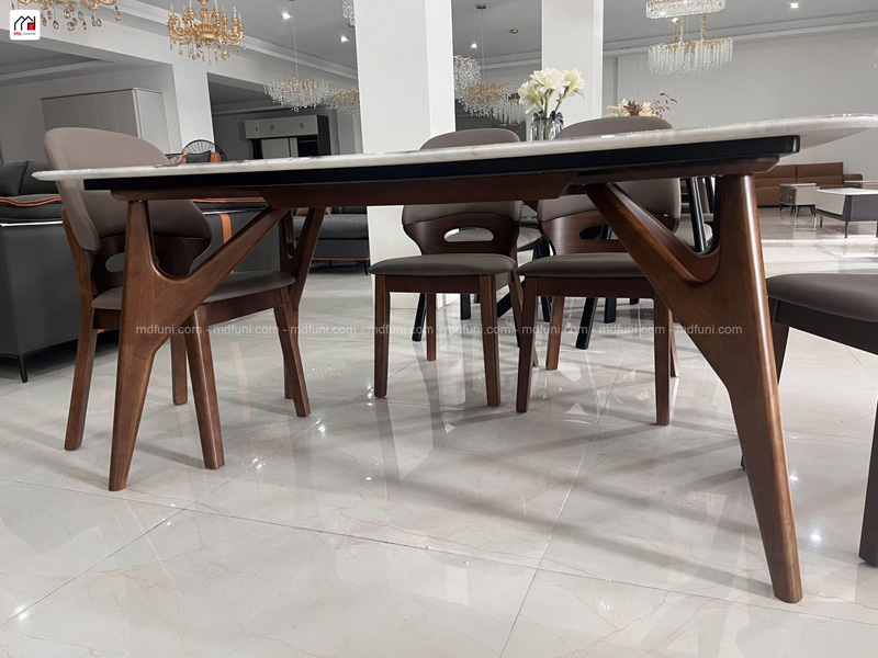 Bộ Bàn Ăn Mặt Đá Tự Nhiên 1,6m Gỗ Hương Thái + 6 Ghế Nhập Khẩu MD-075# 10 MD 075.6 scaled
