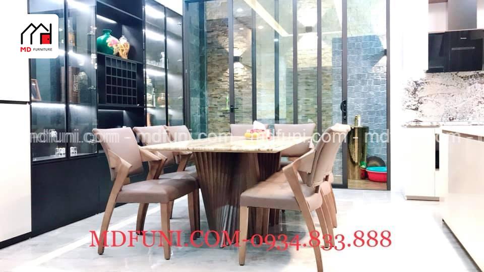 Bộ Bàn Ăn Mặt Đá Onyx Tự Nhiên Cao Cấp Xuyên Sáng Nhập Khẩu QF023# 10 QF02310