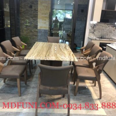 Bộ Bàn Ăn Mặt Đá Onyx Tự Nhiên Cao Cấp Xuyên Sáng Nhập Khẩu QF023# 18 QF0238