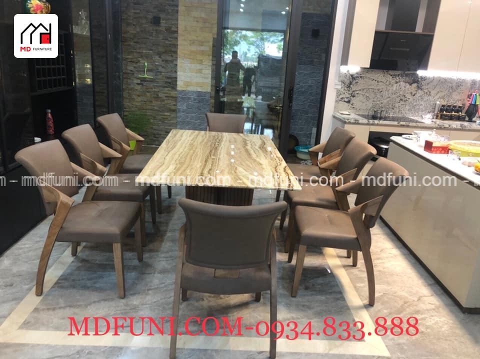 Bộ Bàn Ăn Mặt Đá Onyx Tự Nhiên Cao Cấp Xuyên Sáng Nhập Khẩu QF023# 11 QF0238