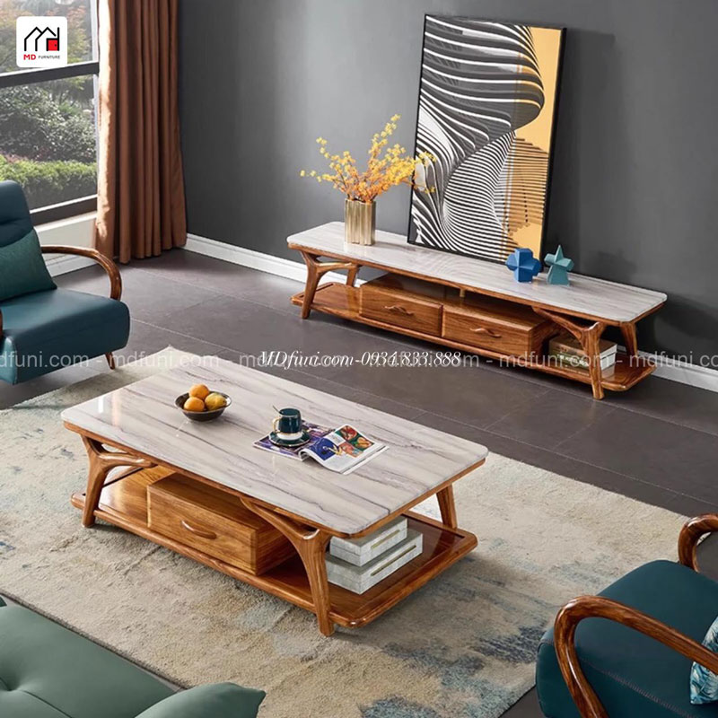 Bàn Trà Mặt Đá Gỗ Tự Nhiên Nhập Khẩu Cao Cấp MD-812# 12 7812.3