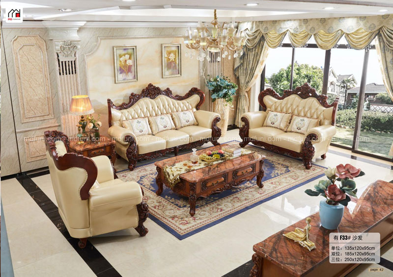 Sofa Da Tân Cổ Điển Nhập Khẩu MD33# 2 SFTCD33