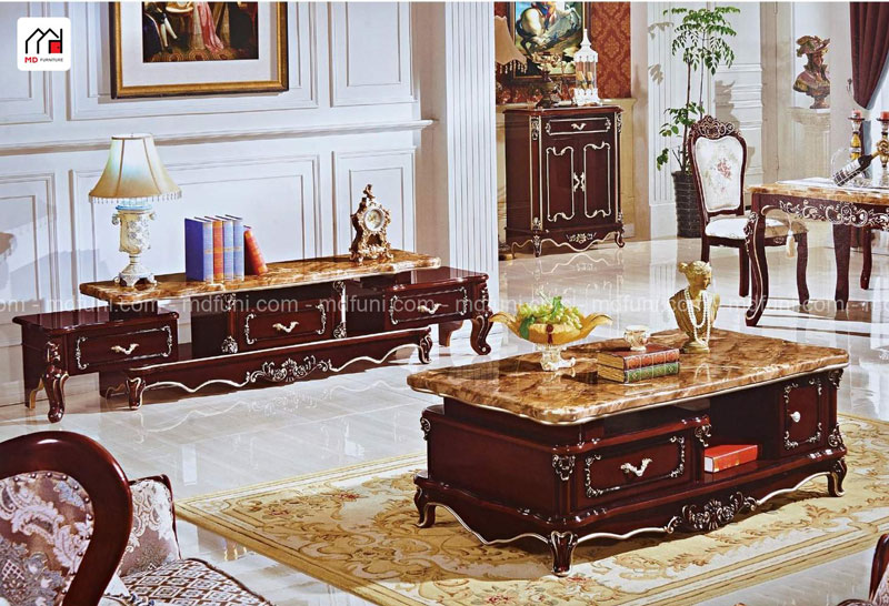 Ghế Sofa Tân Cổ Điển Góc L MD-8806# 5 Ban tra tan co dien S1401 nau