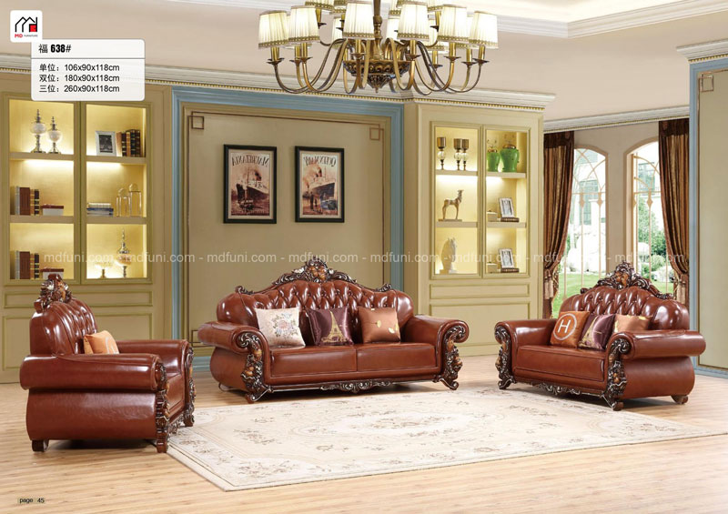 Sofa Da Tân Cổ Điển Nhập Khẩu MD-638# 2 SFTCD638