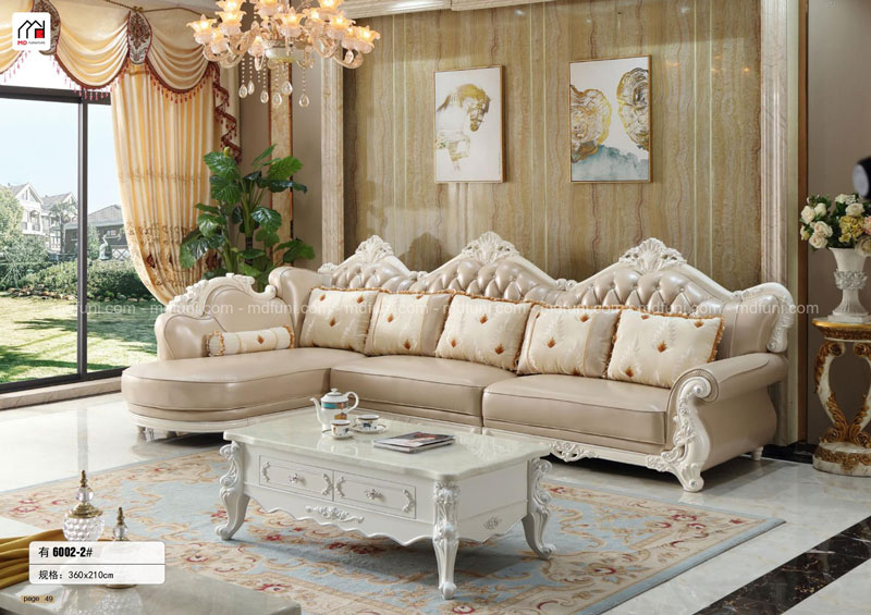 Sofa Da Cao Cấp Tân Cổ Điển MD-6002# Trắng Kem 4 SFTCDD6002 2G