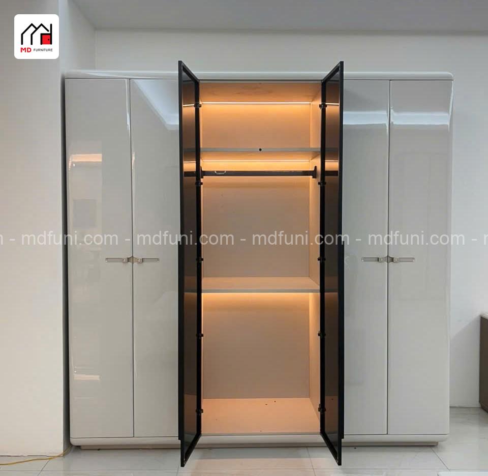 Combo Giường Tủ Nhập Khẩu Cao Cấp – Tủ Áo Cánh Kính Hiện Đại 10 Tủ áo cánh kính nhập khẩu MD-2503# tích hợp đèn led