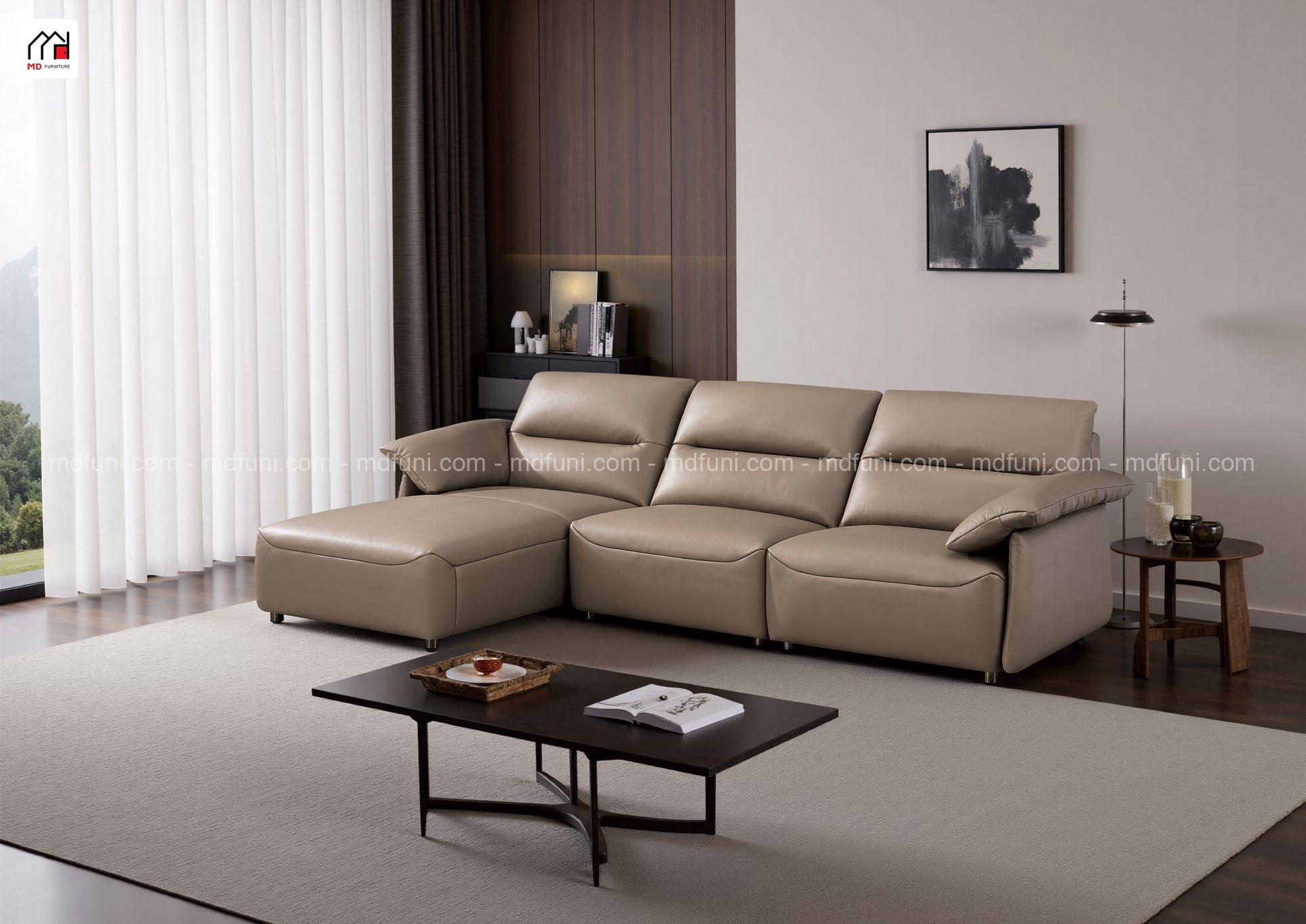 Sofa Bọc Da Bò Góc L Hiện Đại Nhập Khẩu MD-2521#