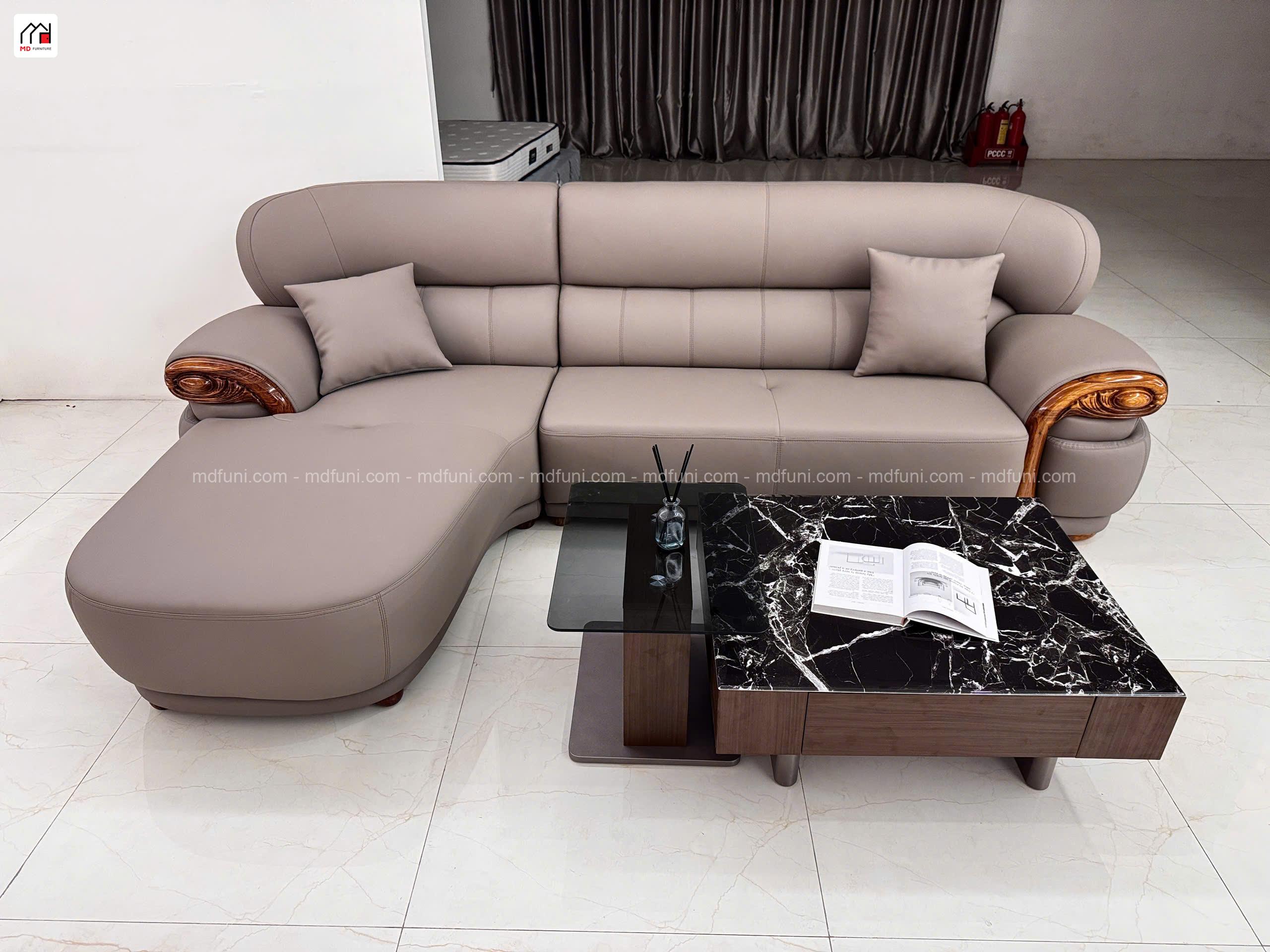 Sofa Da Siêu Sợi Gỗ Mun Nhập Khẩu MD-512-3# 9 G512 2