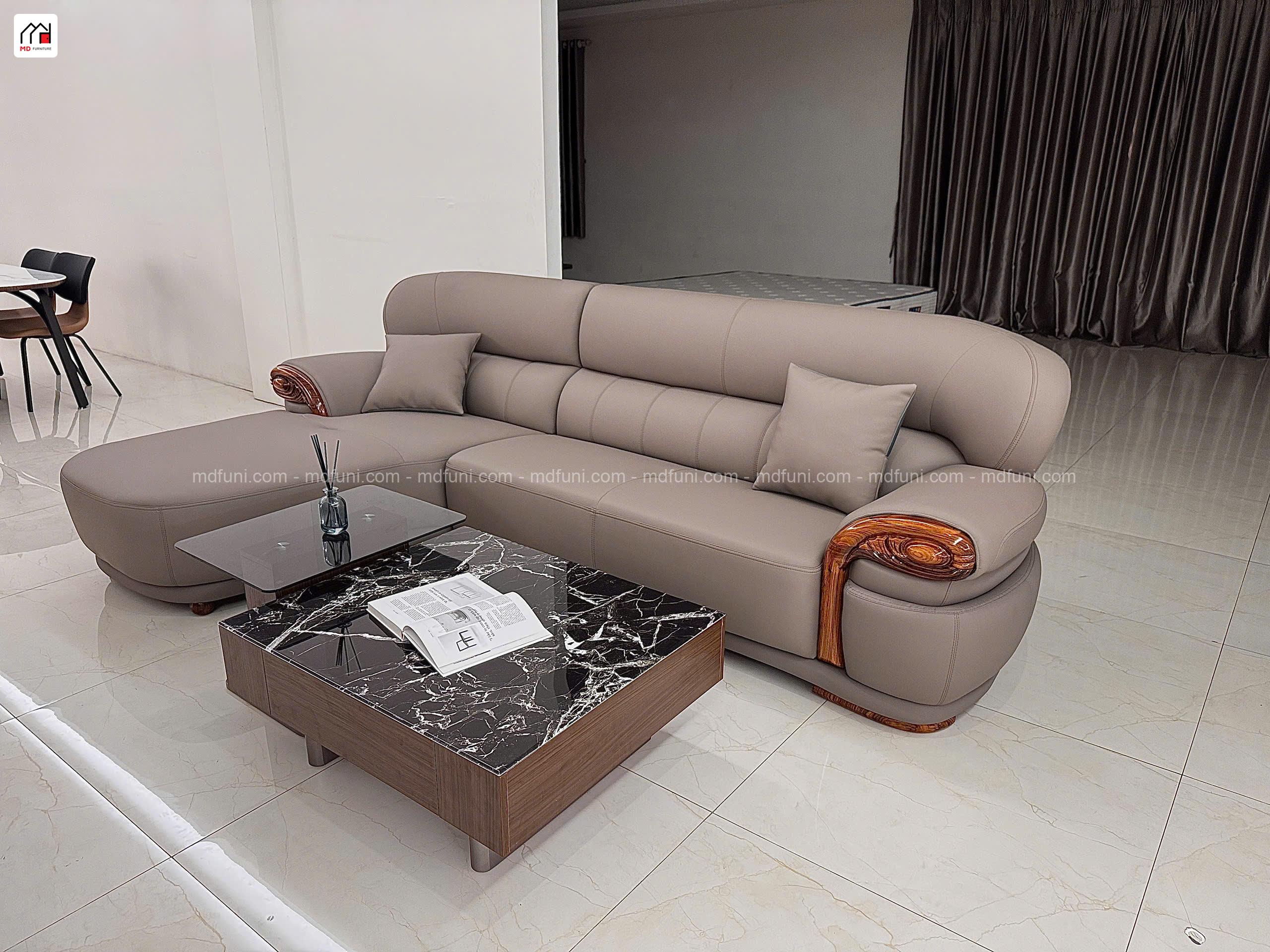 Sofa Da Siêu Sợi Gỗ Mun Nhập Khẩu MD-512-3# 10 G512 3